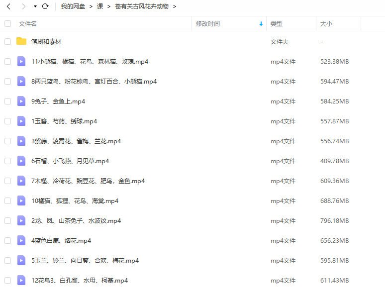 苍有关古风花卉动物水彩风插画课