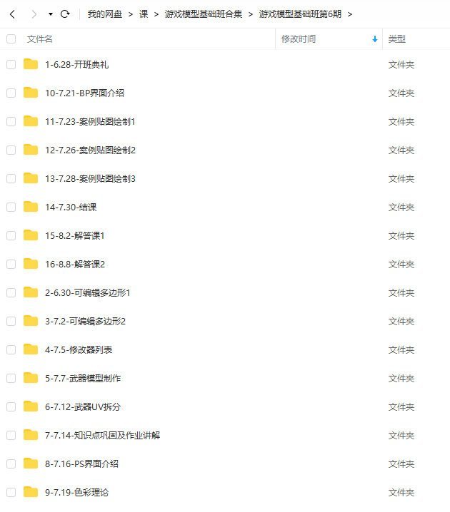 六星教育游戏模型基础班第4期+第6期视频教程  第3张