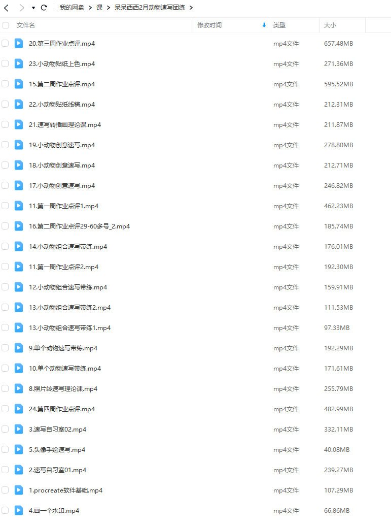 呆呆西西动物速写团练(ipad插画课)
