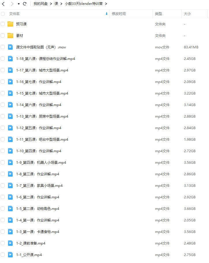 小毅 33天Blender零基础直播特训营