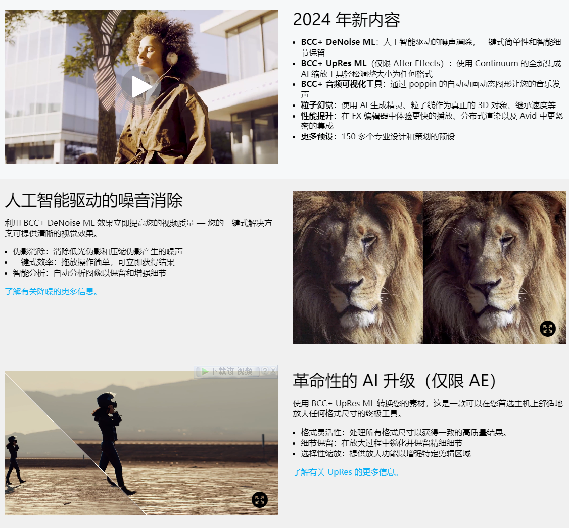 AE/PR/FCPX/达芬奇视频特效及转场套装BCC插件 Boris FX Continuum 2024 v17.0.5 第2张 AE/PR/FCPX/达芬奇视频特效及转场套装BCC插件 Boris FX Continuum 2024 v17.0.5 第2张