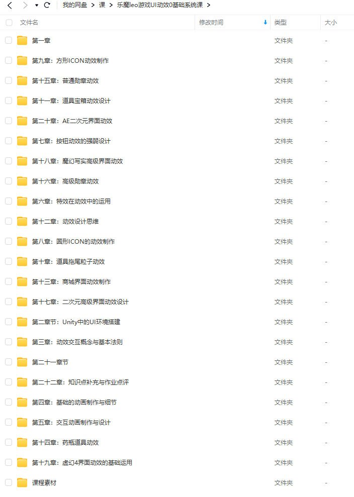 乐魔leo游戏UI动效0基础系统课